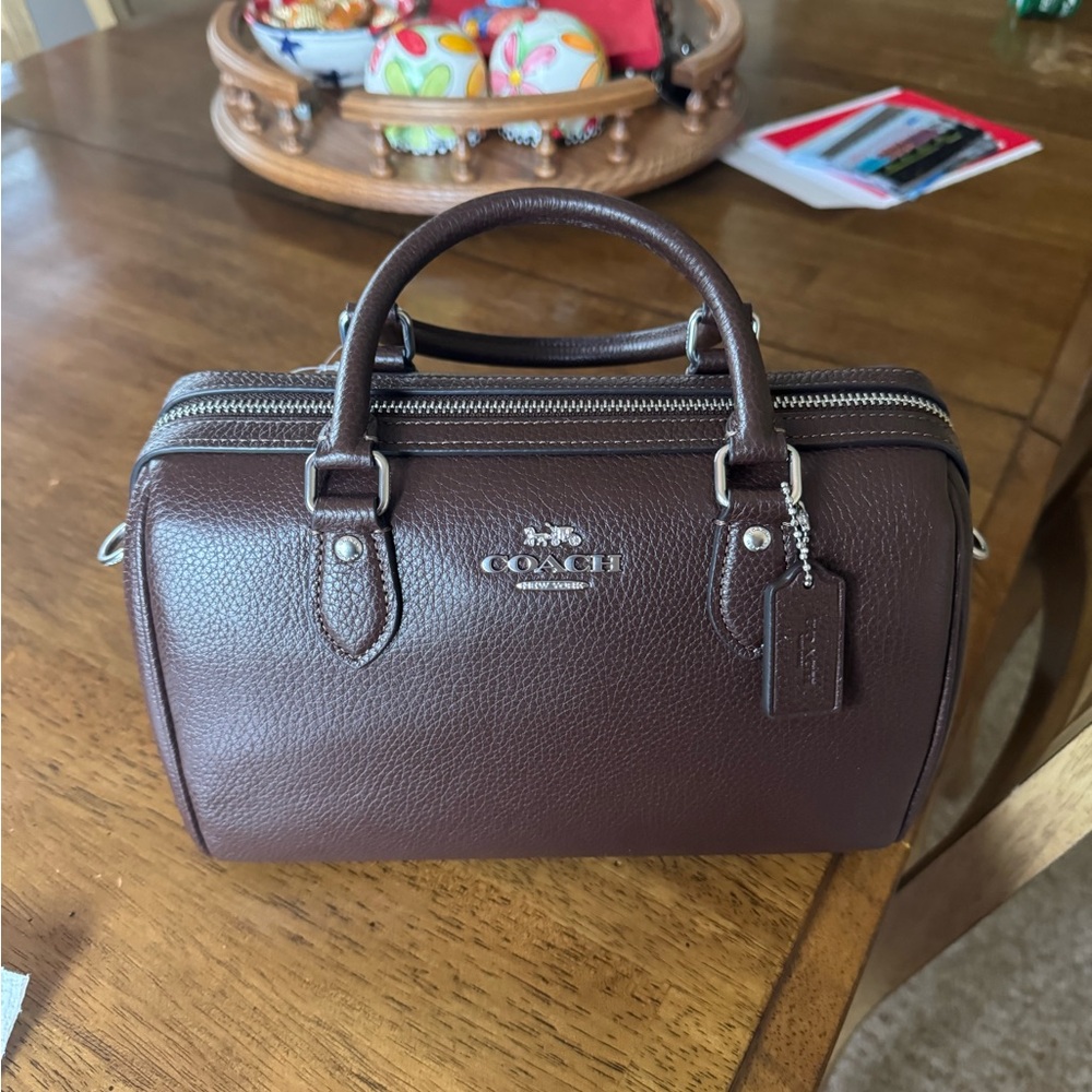 Coach Brown Leather Satchel with Structured Design
